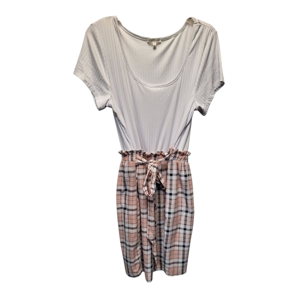 Ultra Flirt Casual White and Pink Plaid Dress Plus-Size - Size 1X
